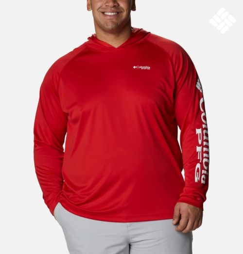 Men's Columbia PFG Terminal Tackle Hoodie Red | Plus Size CA-MA634